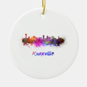 Skyline von Knoxville in Aquarellfarbe Keramik Ornament