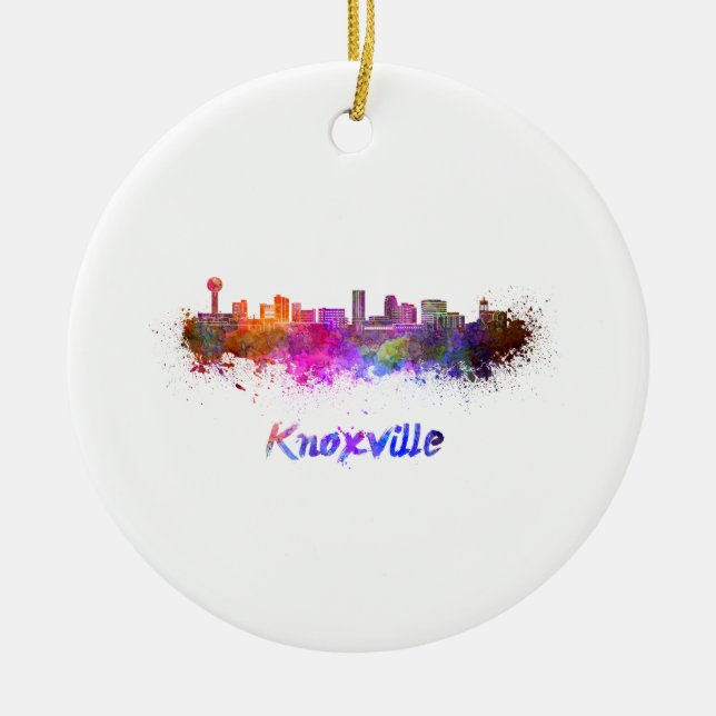 Skyline von Knoxville in Aquarellfarbe Keramik Ornament (Vorne)