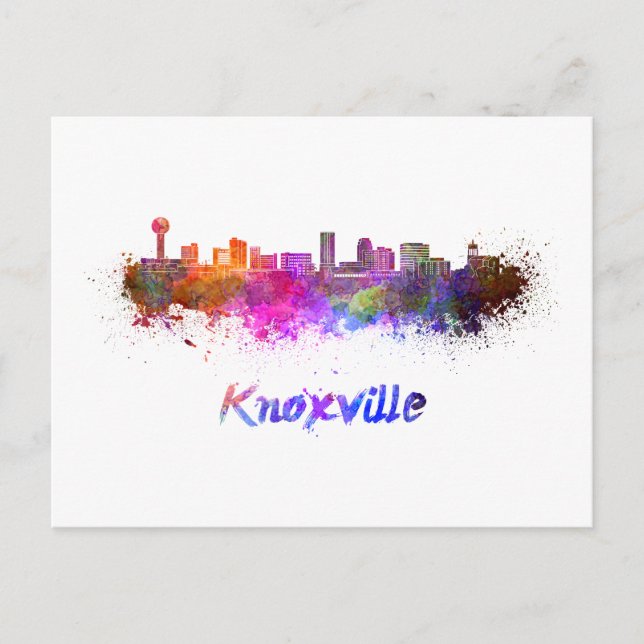 Skyline von Knoxville in Aquarellfarbe Postkarte (Vorderseite)