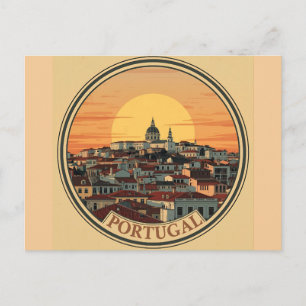Skyline von Lissabon - Vintage Travel Art Postkarte