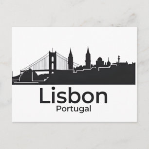 Skyline von Lissabon - Vintage Travel Art Postkarte