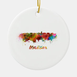 Skyline von Madison in Aquarellfarben Keramik Ornament