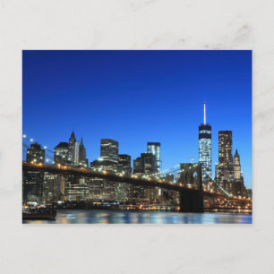 Skyline von Manhattan bei Night Lights, New York C Postkarte