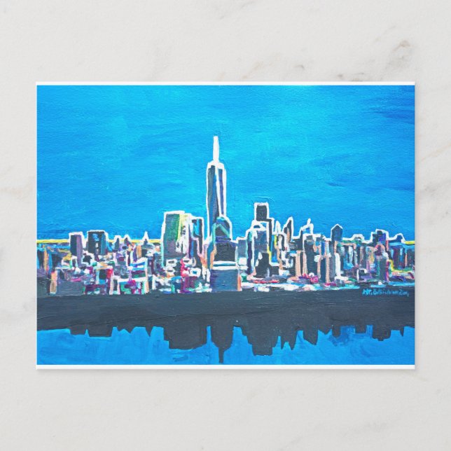Skyline von Manhattan New York City mit Postkarte (Vorderseite)