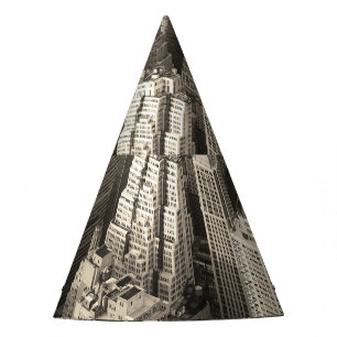 Skyline von Manhattan, schwarz-weiße Luft. Partyhütchen