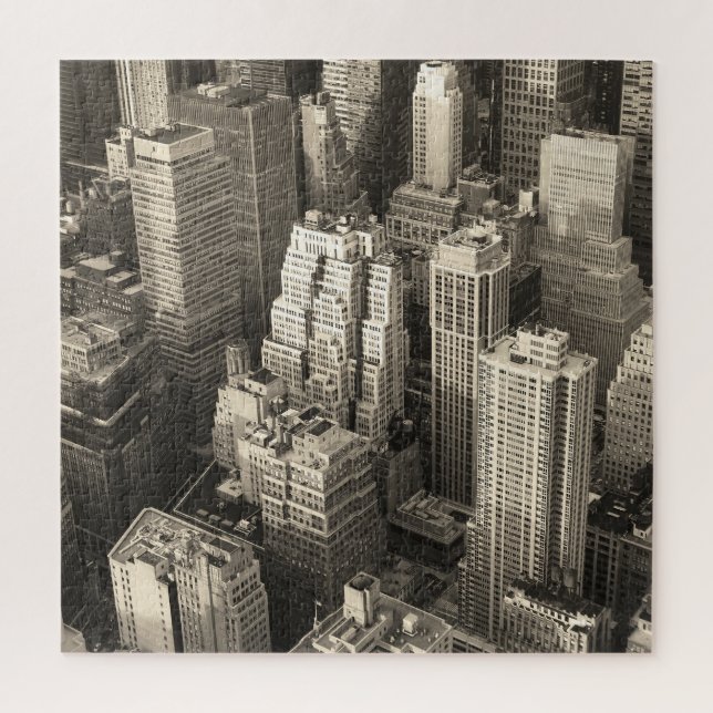 Skyline von Manhattan, schwarz-weiße Luft. Puzzle (Vertikal)
