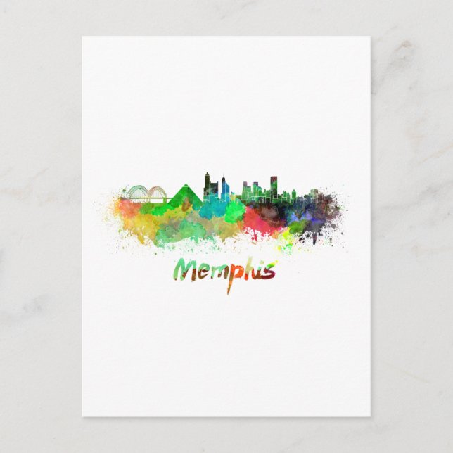 Skyline von Memphis in Aquarellfarben Postkarte (Vorderseite)