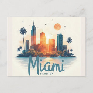 Skyline von Miami City Florida Postkarte