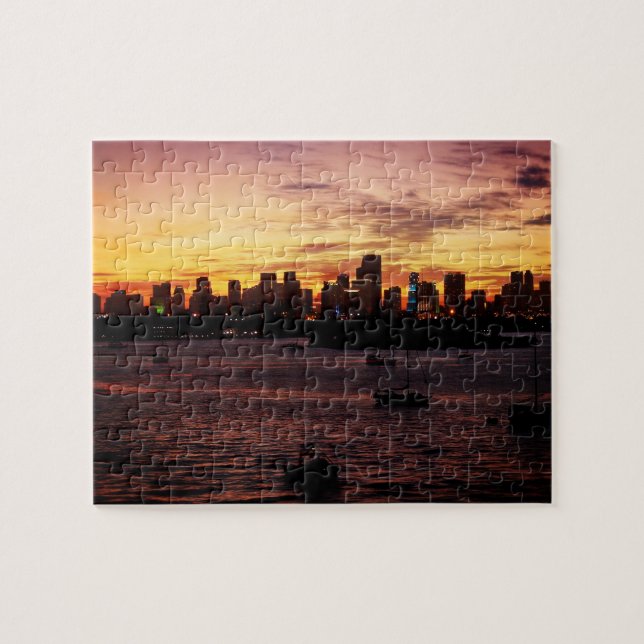Skyline von Miami Florida bei Sunset Puzzle (Horizontal)