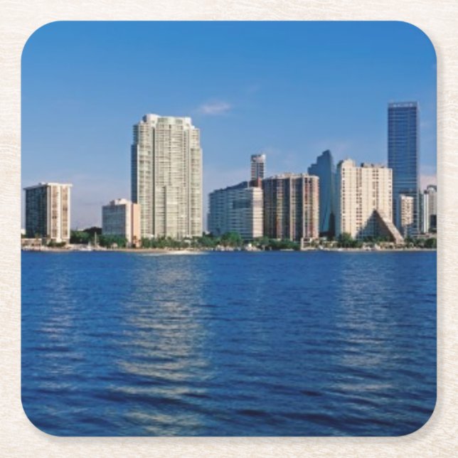 Skyline von Miami, Florida Rechteckiger Pappuntersetzer (Vorderseite)