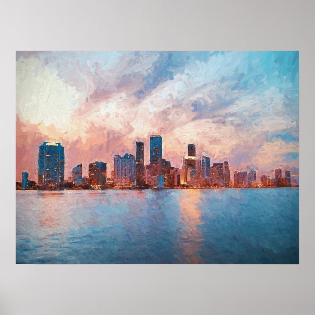 Skyline von Miami Poster (Vorne)
