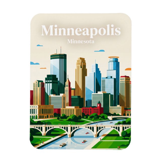 Skyline von Minneapolis USA Magnet (Vertikal)