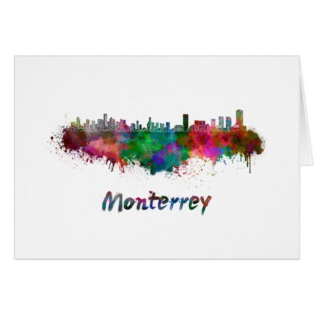 Skyline von Monterrey in Aquarellfarben (Vorderseite (Horizontal))