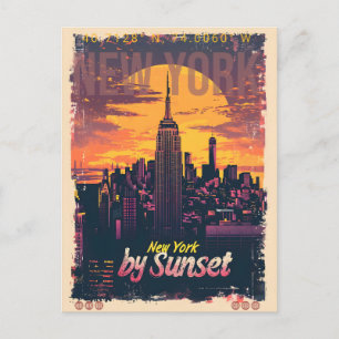 Skyline von New York bei Sonnenuntergang Postkarte