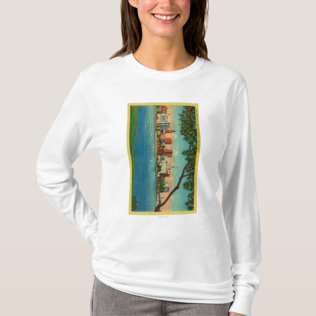 Skyline von Oakland über See Merritt T-Shirt (Vorderseite)