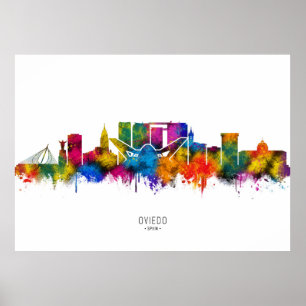Skyline von Oviedo Spanien Poster