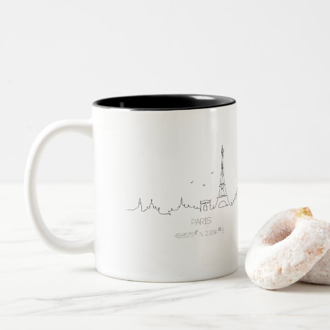 Skyline von Paris mit Koordinaten der Tasse (Mit Donut)
