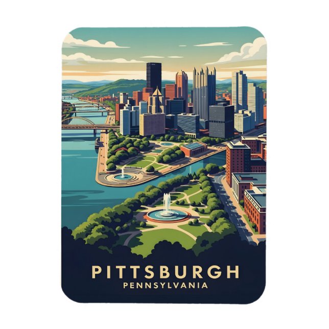 Skyline von Pittsburgh, Pennsylvania Magnet (Vertikal)