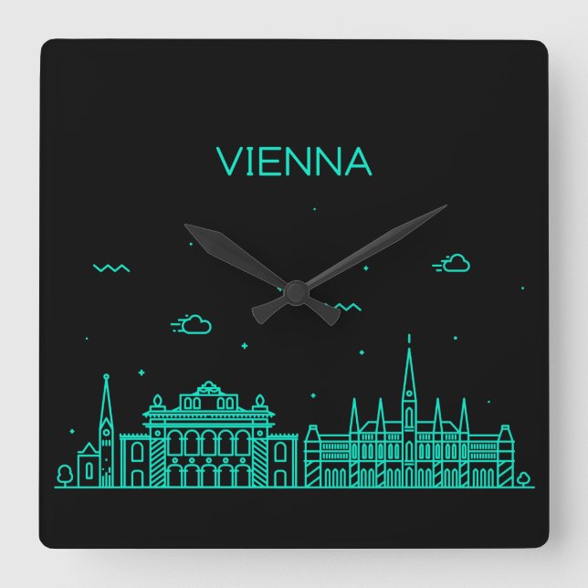Skyline von Rotterdam Quadratische Wanduhr (Vorderseite)
