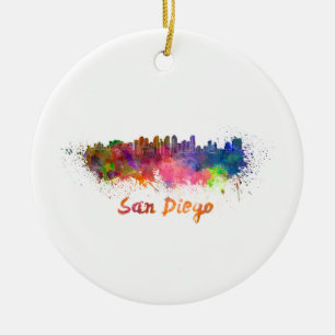 Skyline von San Diego in Aquarell Keramikornament