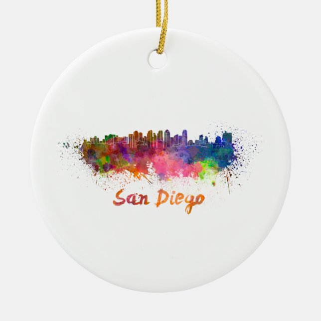 Skyline von San Diego in Aquarell Keramikornament (Vorne)