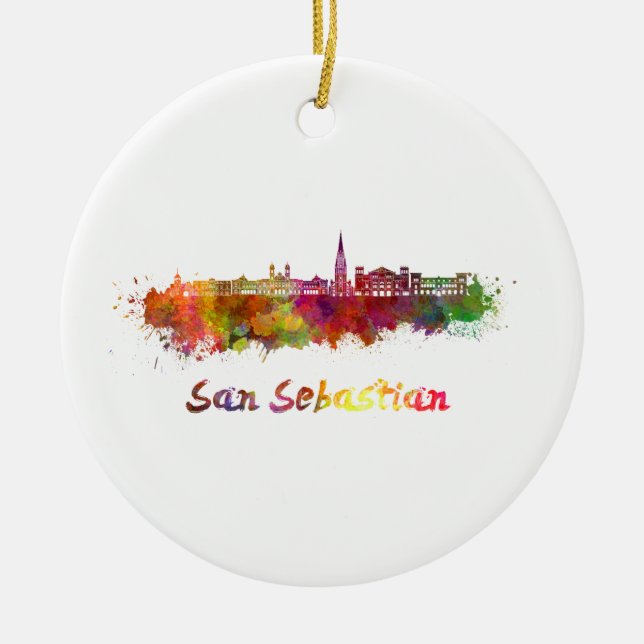 Skyline von San Sebastian im Wasser Keramik Ornament (Vorne)