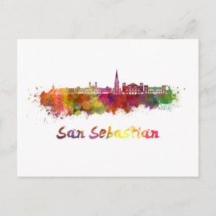 Skyline von San Sebastian im Wasser Postkarte