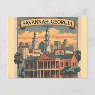 Skyline von Savannah Georgia    Stadtbild von Sava Postkarte