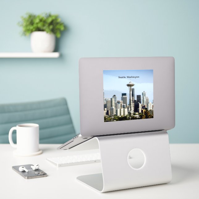 Skyline von Seattle, Washington Aufkleber (Laptop auf Schreibtisch)
