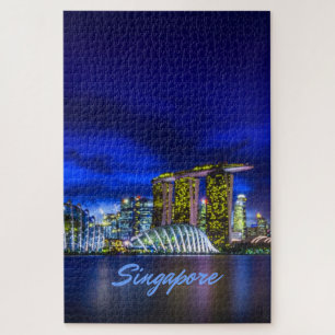 Skyline von Singapur bei Nacht Puzzle