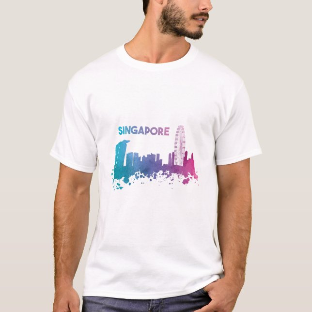 Skyline von Singapur T-Shirt (Vorderseite)