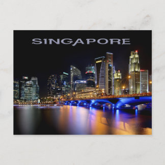 Skyline von Singapur und die Esplanade Bridge Postkarte