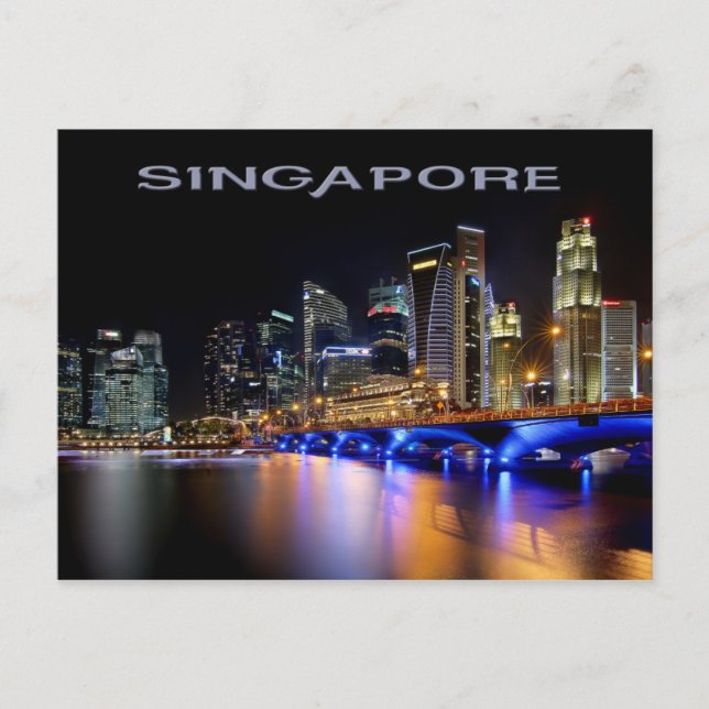 Skyline von Singapur und die Esplanade Bridge Postkarte (Vorderseite)