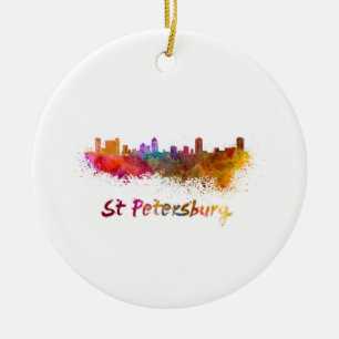Skyline von St. Petersburg in Aquarell Keramikornament