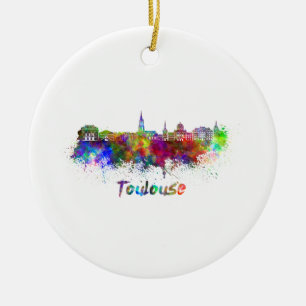 Skyline von Toulouse in Aquarellfarben Keramikornament