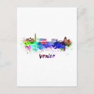 Skyline von Venedig in Aquarellfarben Postkarte