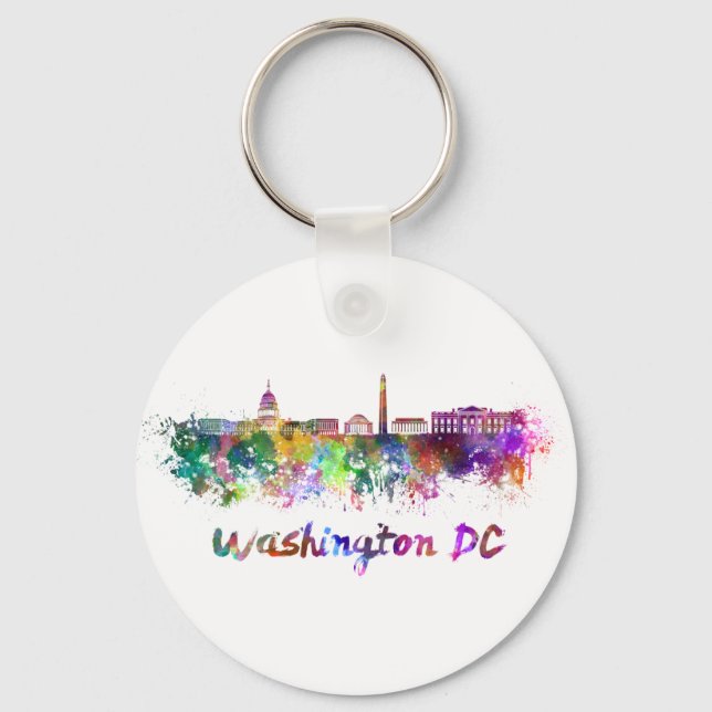 Skyline von Washington DC in Aquarellfarben Schlüsselanhänger (Vorderseite)