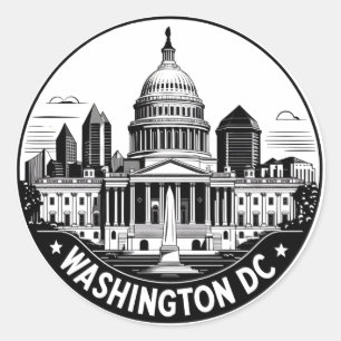 Skyline von Washington DC Runder Aufkleber