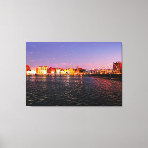 Skyline von Willemstad in der Nacht Leinwanddruck