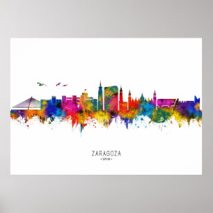 Skyline von Zaragoza Spanien Poster