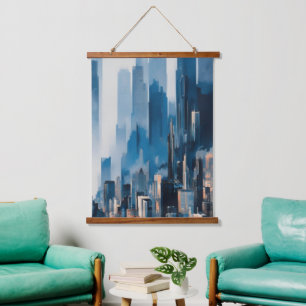 Skyline Wall Tapestry Wandteppich Mit Holzrahmen