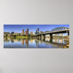 Skyline-Wasser-Reflexions-Plakat Portlands Oregon Poster