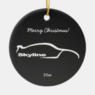 Skyline-weiße Silhouette mit Kohlenstofffaser Keramik Ornament