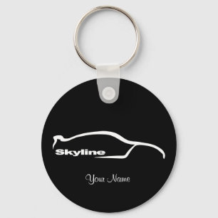 Skyline-weißes Silhouette-Logo Schlüsselanhänger