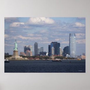 Skyline with Statue of Liberty Poster