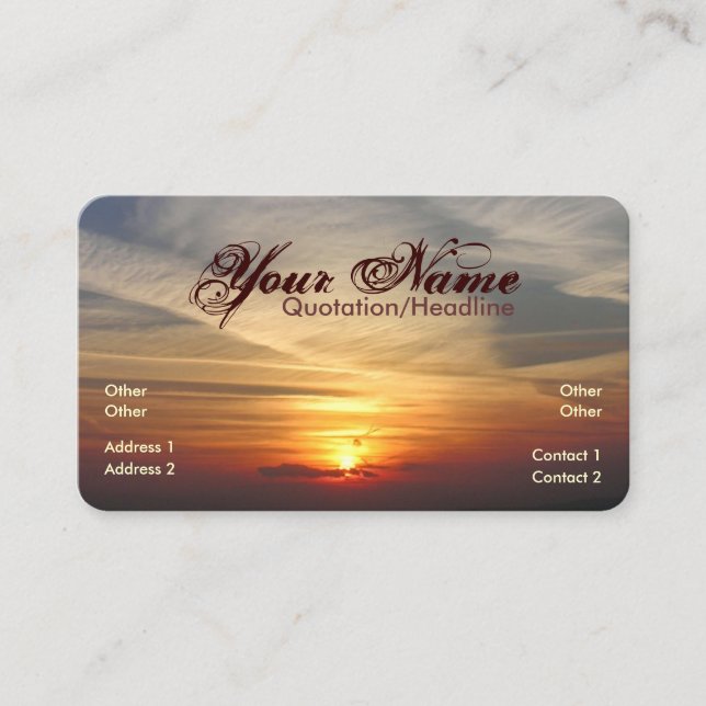 Skyscape Sunset Business Card Visitenkarte (Vorderseite)