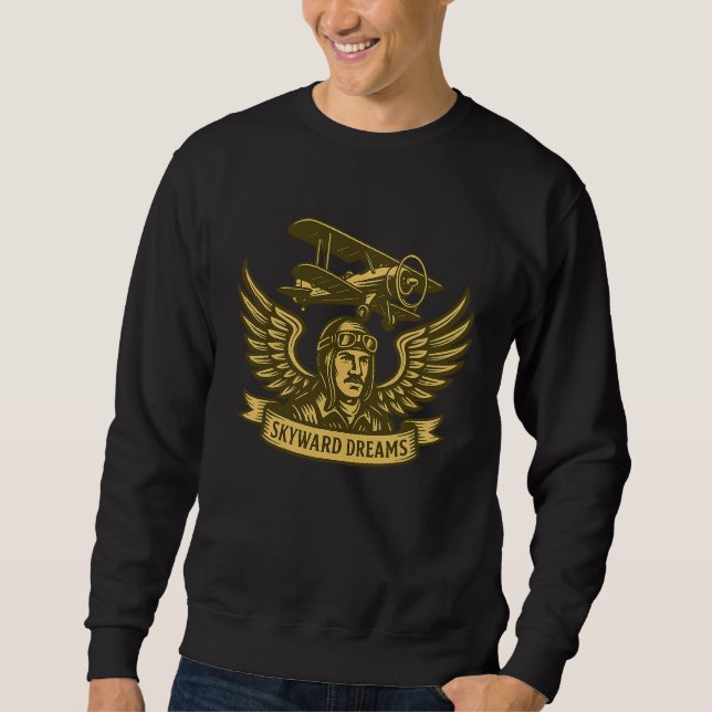 Skyward Dreams - Vintages Biplane Emblem Sweatshirt (Vorderseite)