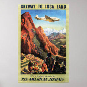 SKYWAY TO INCA LAND Tourismus Vintage Travel Poste Poster