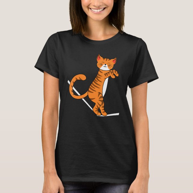 Slackline-Katze Slackline-Begeisteter Slacklining  T-Shirt (Vorderseite)