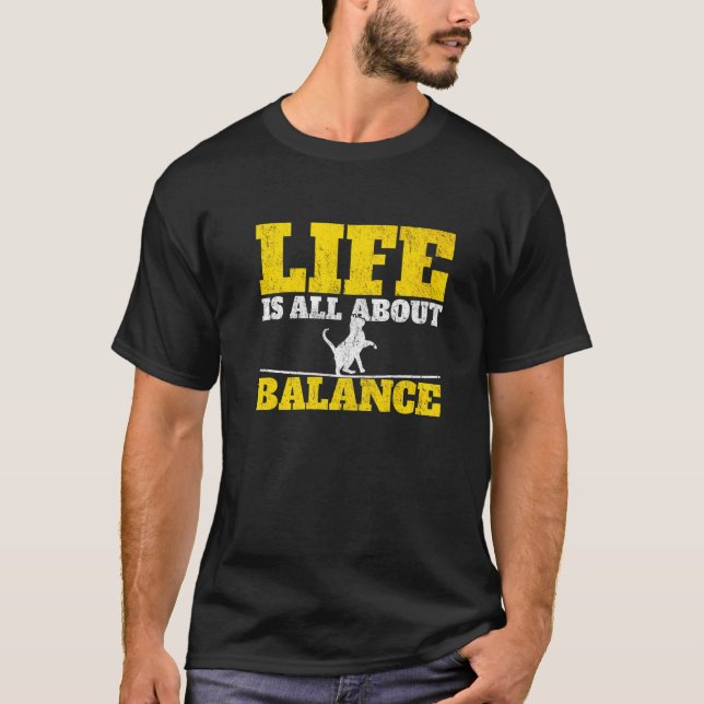 Slackline-Katze Slacklining Slacking und Slacklini T-Shirt (Vorderseite)